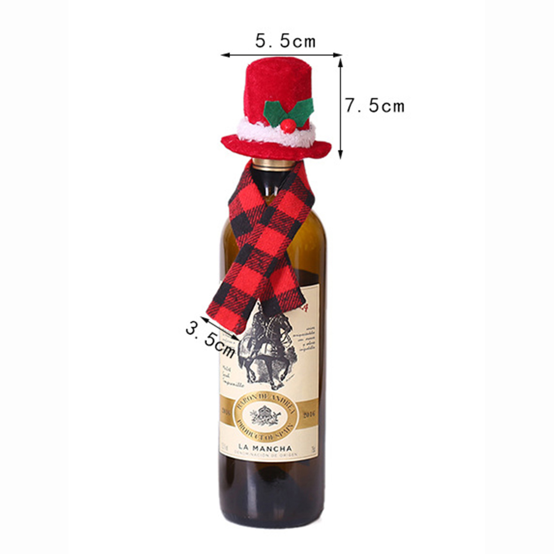 Christmas Creative Scarf Hats Two-piece Red Wine Bottle Cover Lattice Hat Red Top Hat display picture 2