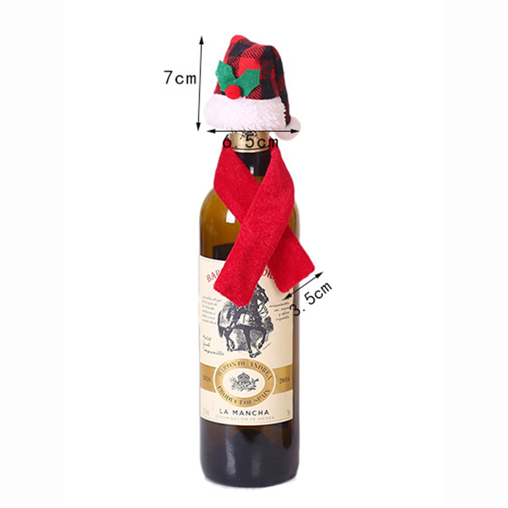 Christmas Creative Scarf Hats Two-piece Red Wine Bottle Cover Lattice Hat Red Top Hat display picture 3