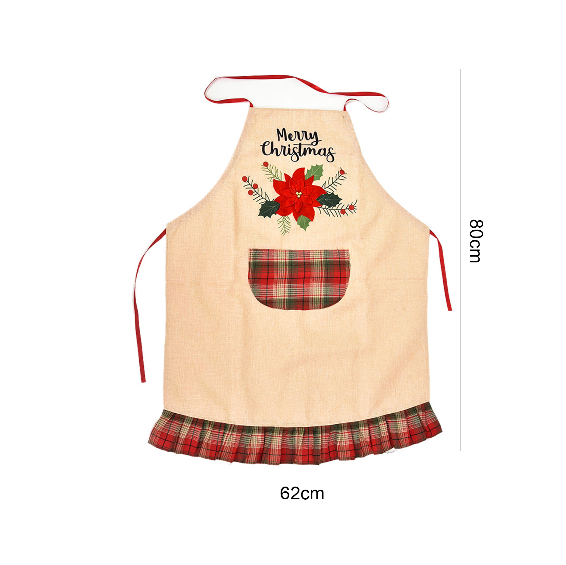 Christmas Printing Linen Machine-embroidered Apron display picture 4