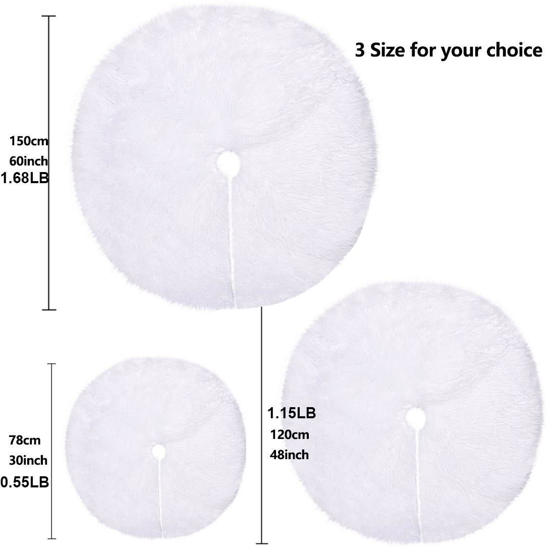 Christmas Tree Skirt White Long Plush 60 Inch 150cm display picture 2