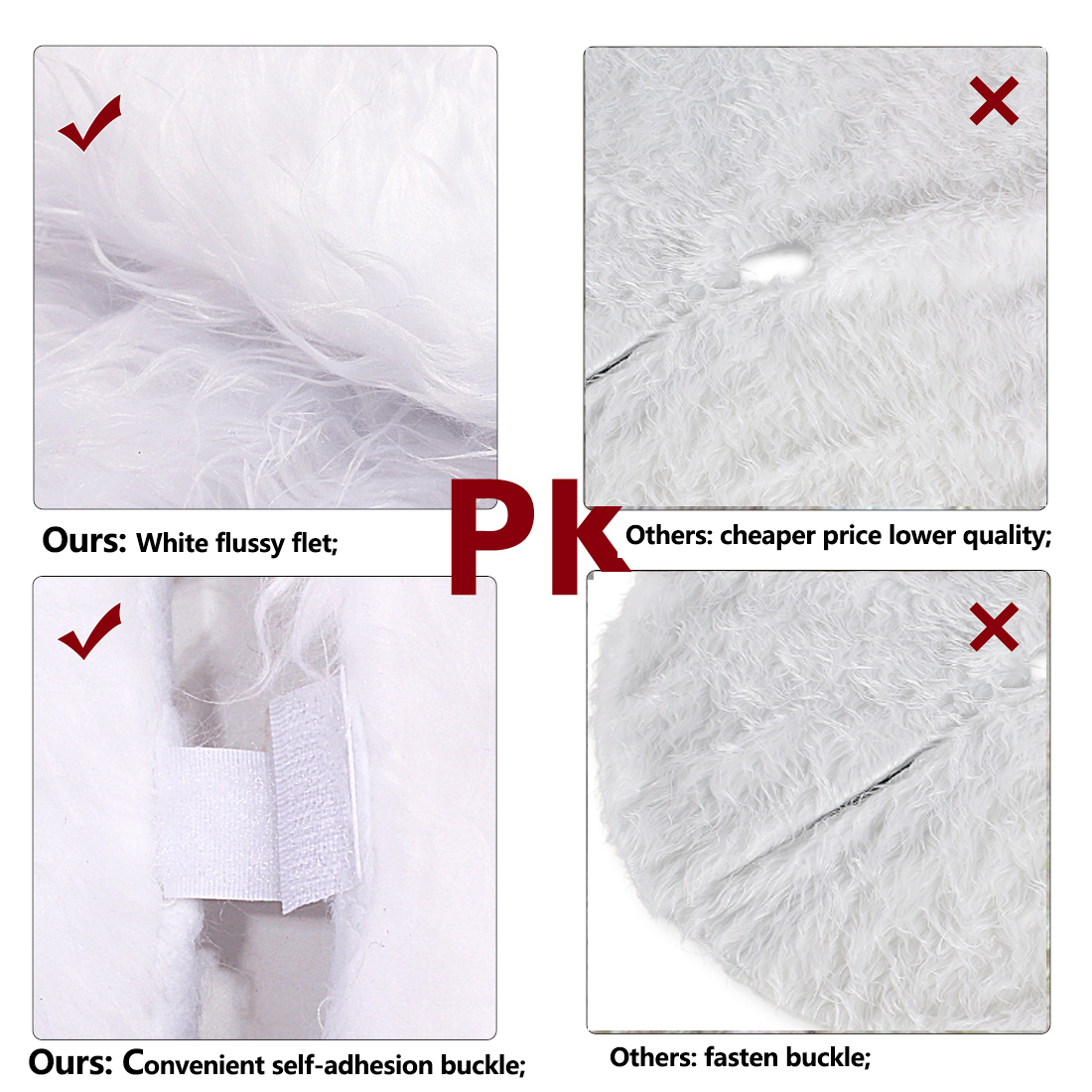 Christmas Tree Skirt White Long Plush 60 Inch 150cm display picture 5