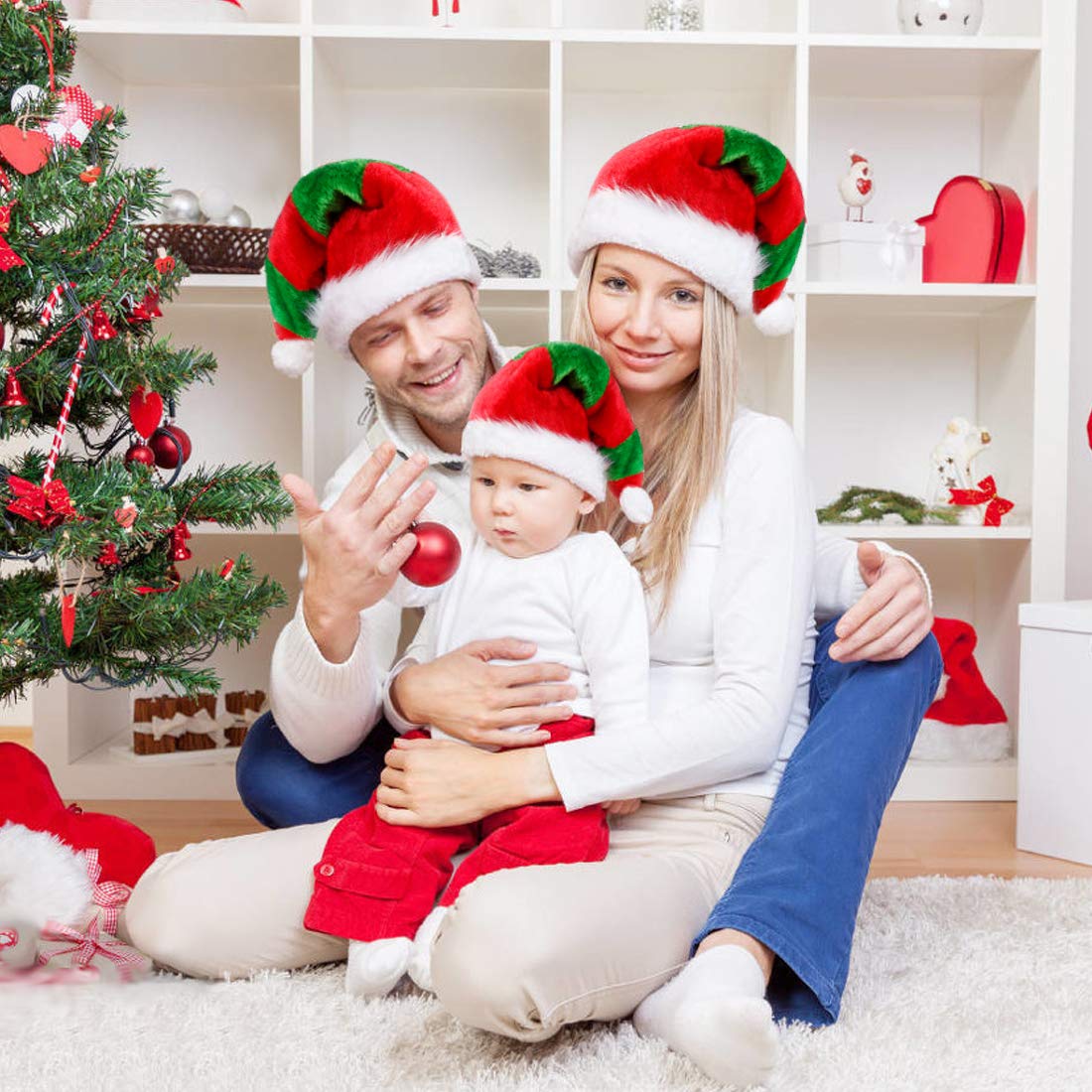 Weihnachten Roter Und Grüner Hut Kinder 30 * 42cm Geeignet Für 5-15 Jahre Alt display picture 4