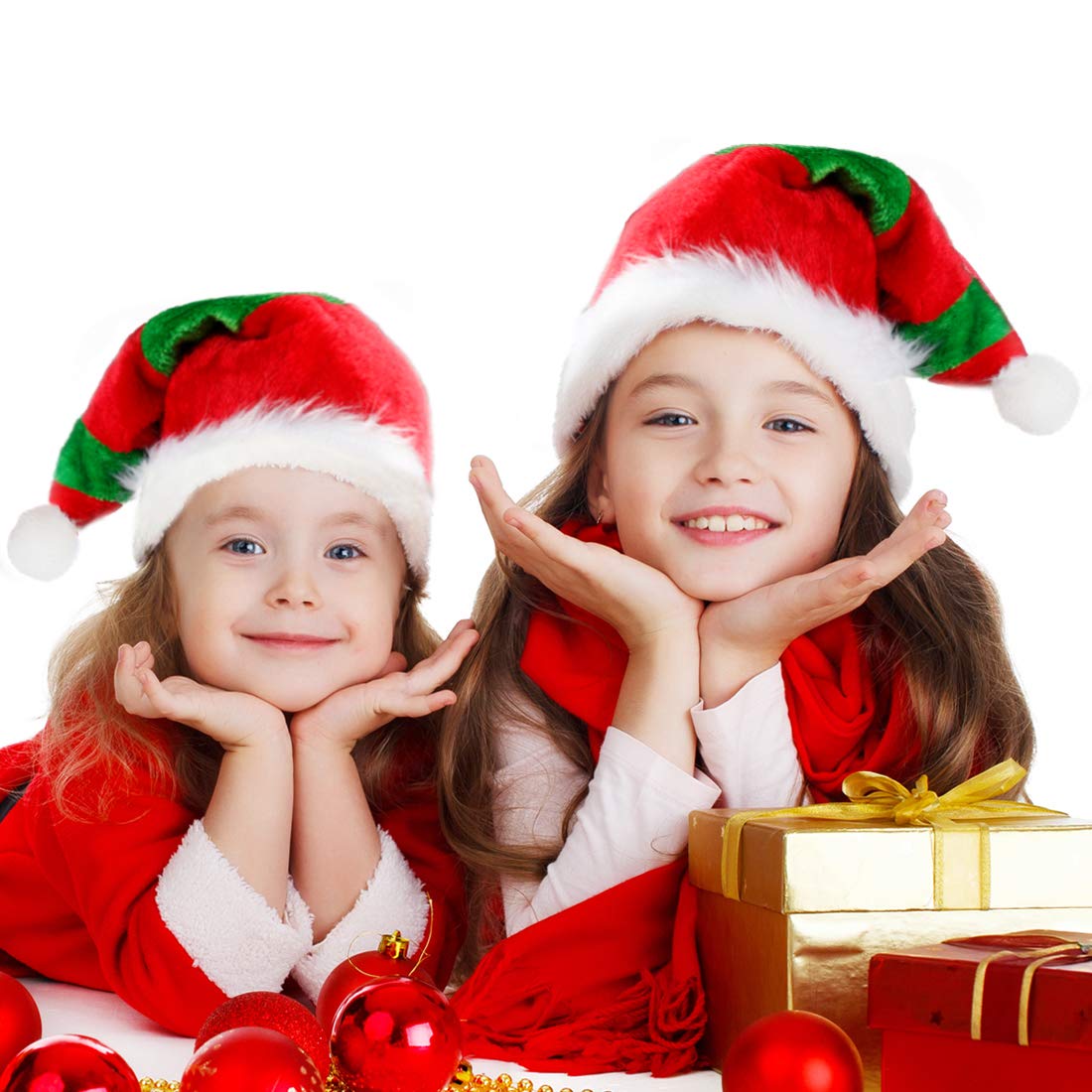 Sombrero De Navidad Rojo Y Verde Para Niños 30 * 42 Cm Adecuado Para 5-15 Años display picture 6