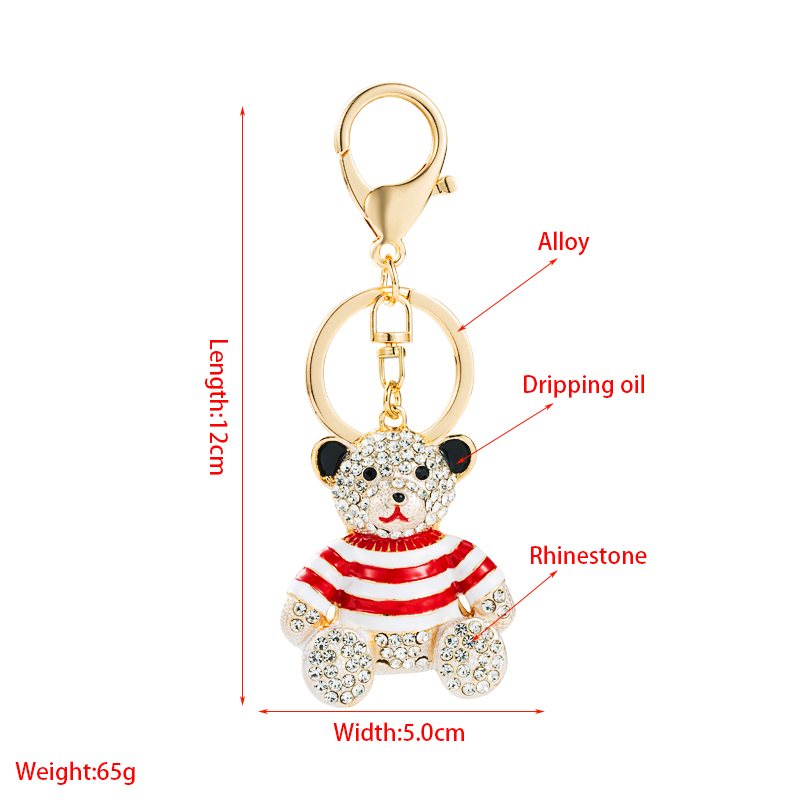 New Animal Series Drip Oil Diamond Stripe Bear Alloy Keychain Pendant Bag display picture 1