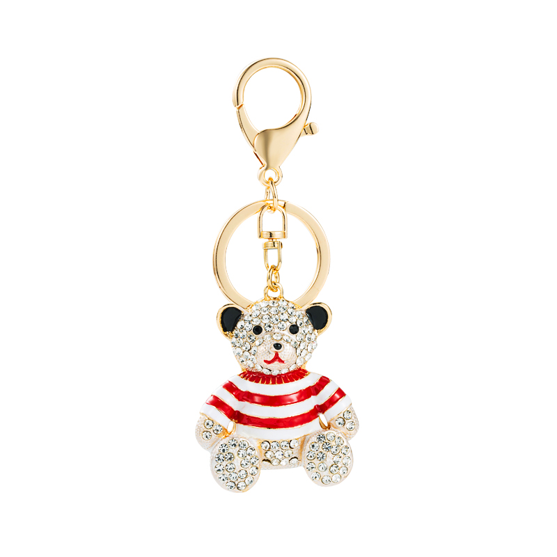 New Animal Series Drip Oil Diamond Stripe Bear Alloy Keychain Pendant Bag display picture 7