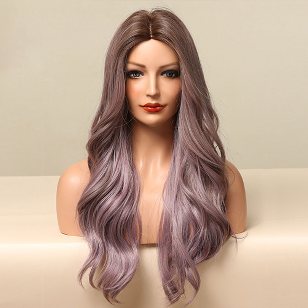 Women's Wig Long Big Wave Purple Daily Wig display picture 2