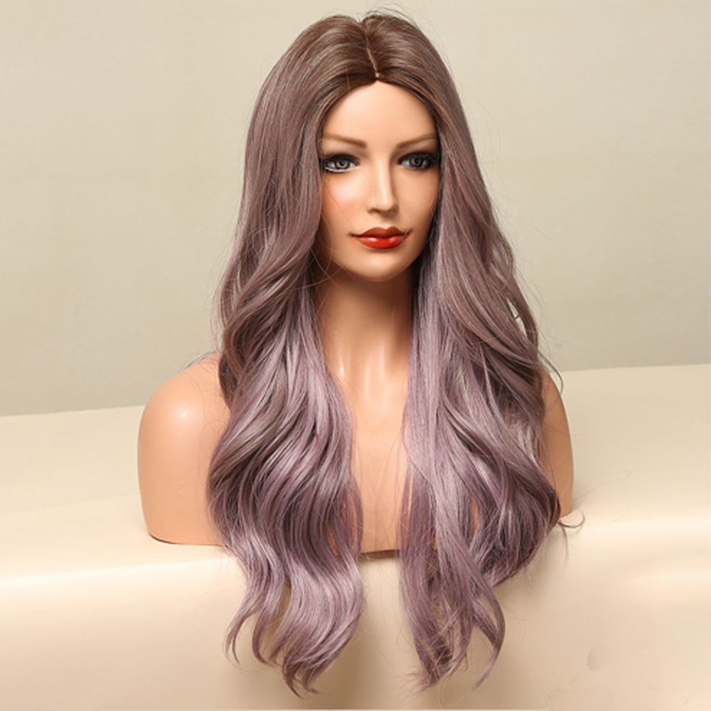 Women's Wig Long Big Wave Purple Daily Wig display picture 4