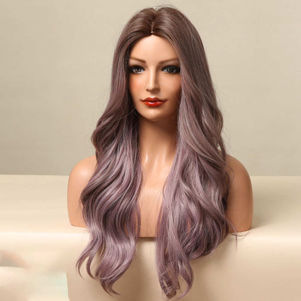 Women's Wig Long Big Wave Purple Daily Wig display picture 5