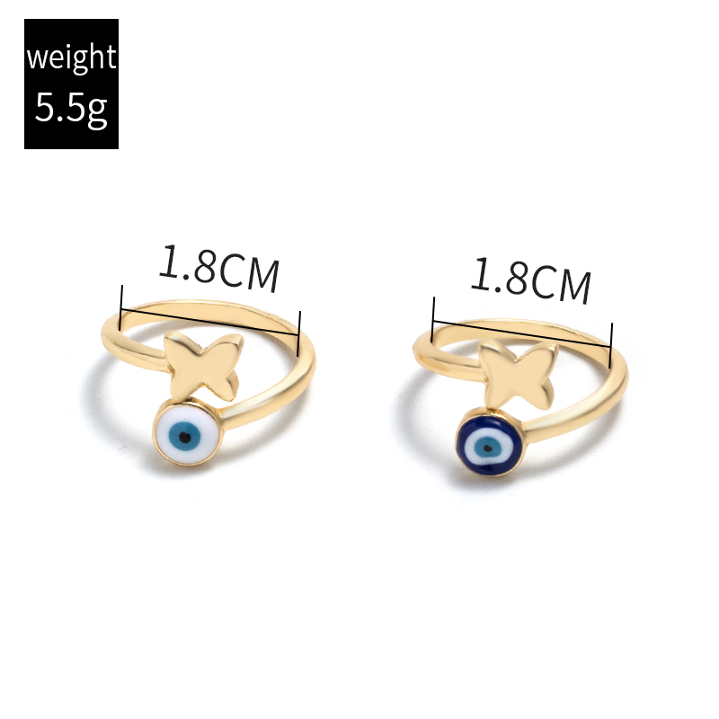 Fashion Drops Oil Eye Butterfly Ring Two Set display picture 4