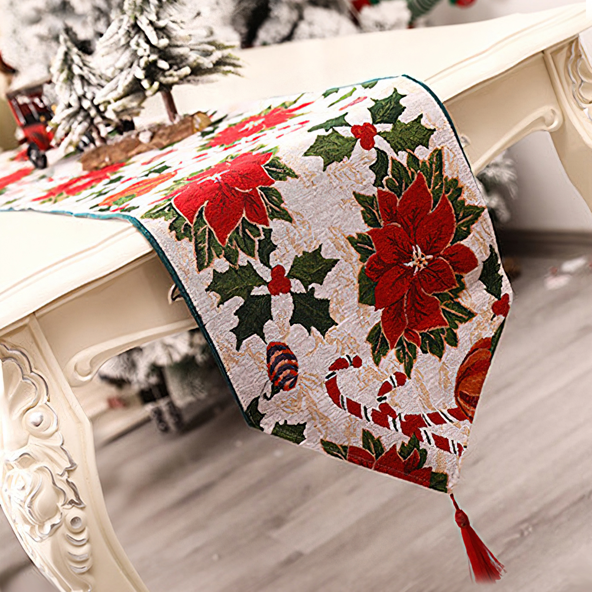 New Creative Christmas Table Runner Christmas Flower Table Runner display picture 1