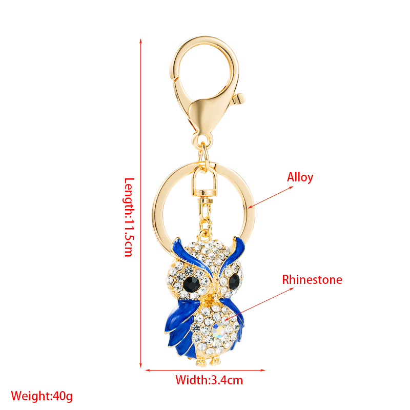 New Creative Animal Series Cute Inlaid Opal Alloy Owl Keychain display picture 1