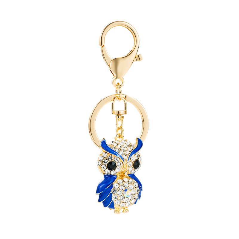 New Creative Animal Series Cute Inlaid Opal Alloy Owl Keychain display picture 3