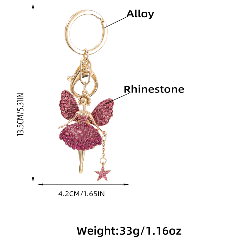 Korean Alloy Diamond Butterfly Flower Fairy Keychain Car Key Ring Bag Pendant display picture 1