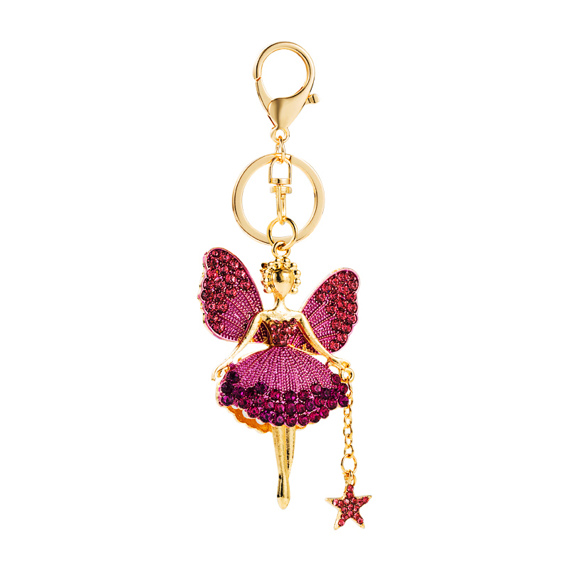Korean Alloy Diamond Butterfly Flower Fairy Keychain Car Key Ring Bag Pendant display picture 5
