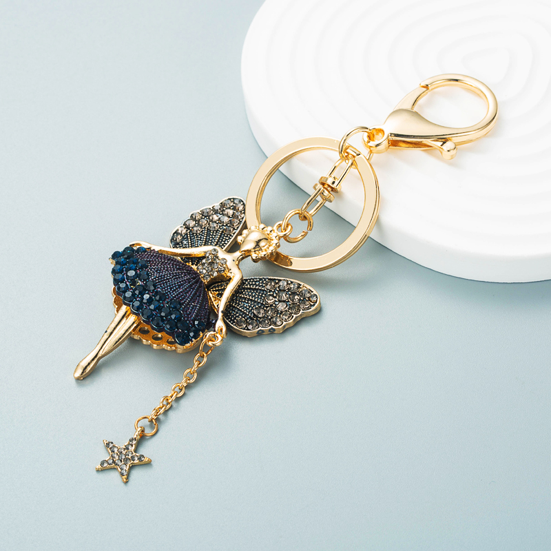 Korean Alloy Diamond Butterfly Flower Fairy Keychain Car Key Ring Bag Pendant display picture 6