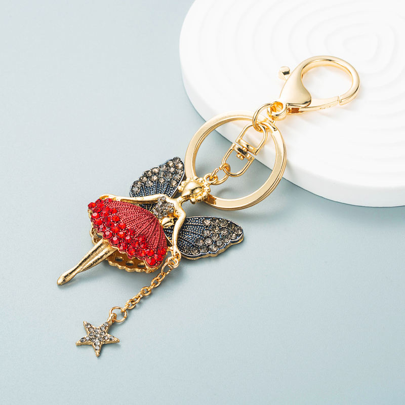 Korean Alloy Diamond Butterfly Flower Fairy Keychain Car Key Ring Bag Pendant display picture 8