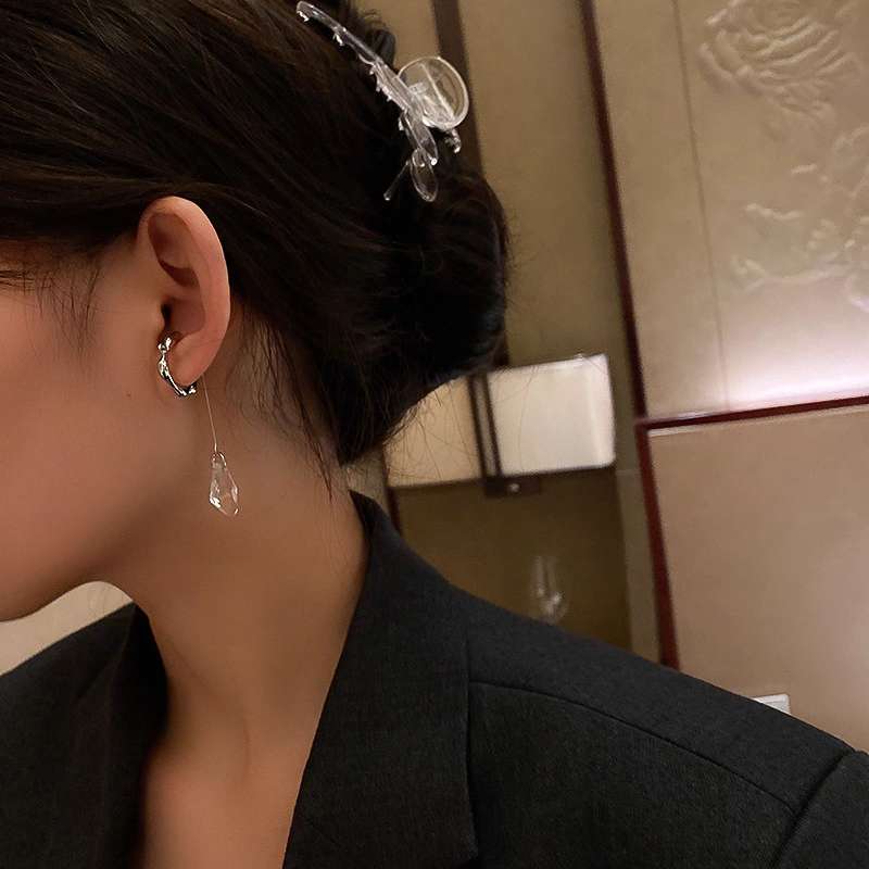 Korean Retro Fashion Long Tassel Crystal No Pierced Ear Bone Clip Female Wholesale display picture 5