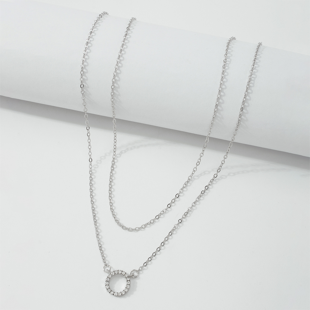 Hollow Circle Double-layer Chain Necklace display picture 3