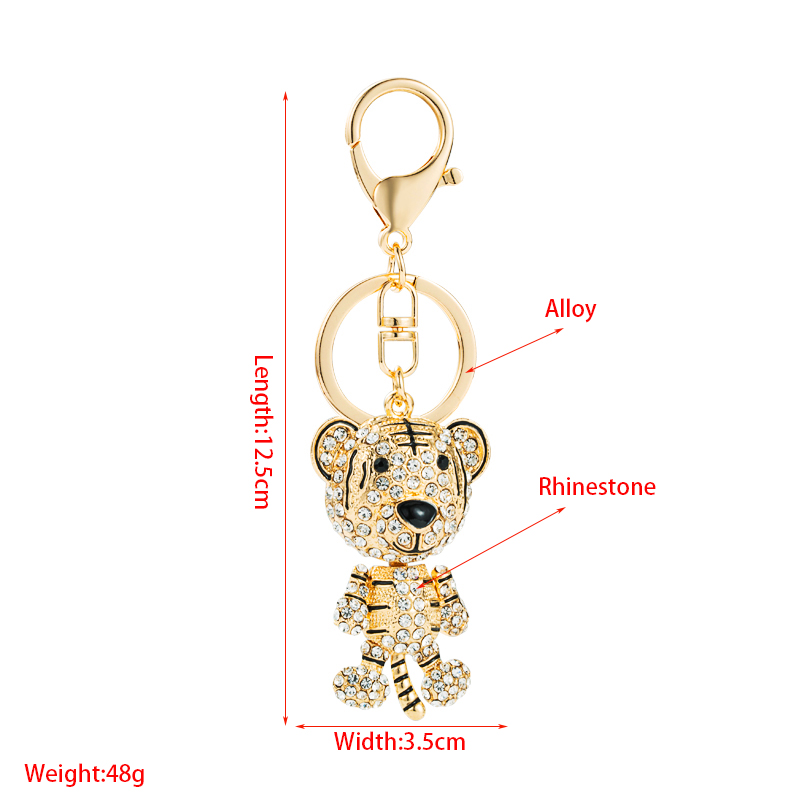 Fashion Creative Diamond Three-dimensional Small Tiger Metal Keychain Ladies Bag Ornaments display picture 1