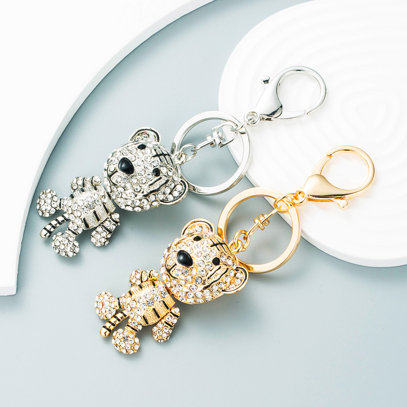 Fashion Creative Diamond Three-dimensional Small Tiger Metal Keychain Ladies Bag Ornaments display picture 2