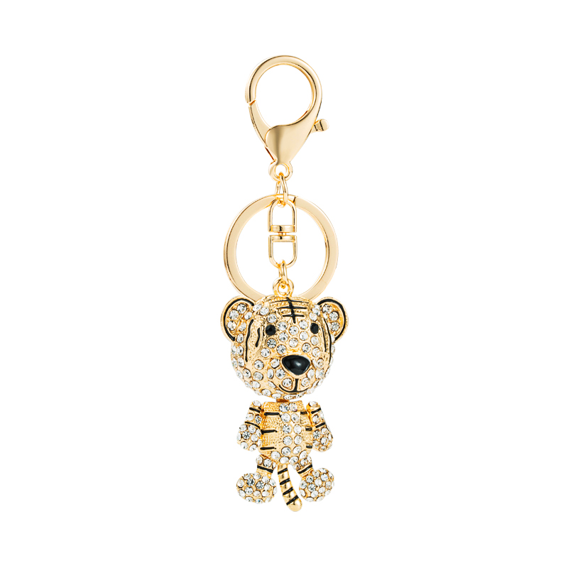 Fashion Creative Diamond Three-dimensional Small Tiger Metal Keychain Ladies Bag Ornaments display picture 4
