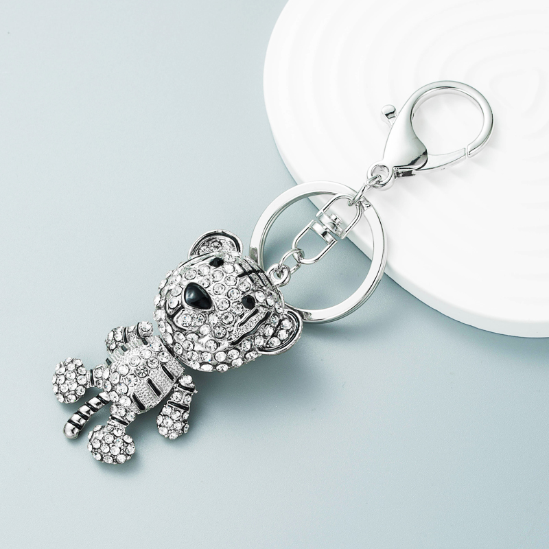 Fashion Creative Diamond Three-dimensional Small Tiger Metal Keychain Ladies Bag Ornaments display picture 5