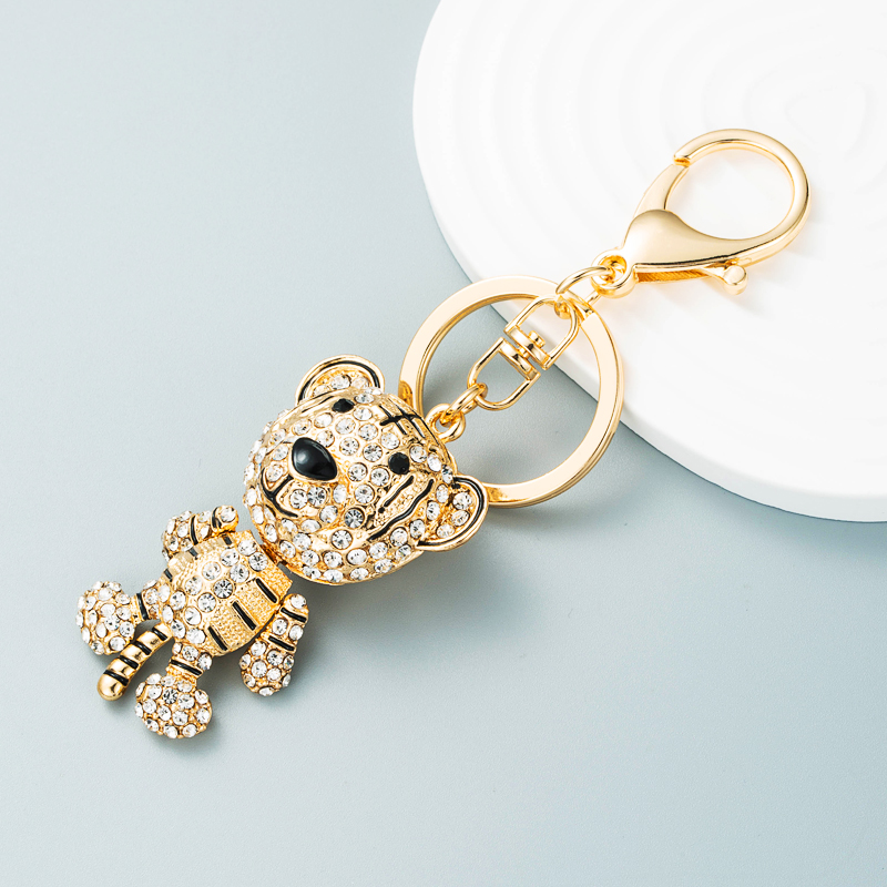 Fashion Creative Diamond Three-dimensional Small Tiger Metal Keychain Ladies Bag Ornaments display picture 6