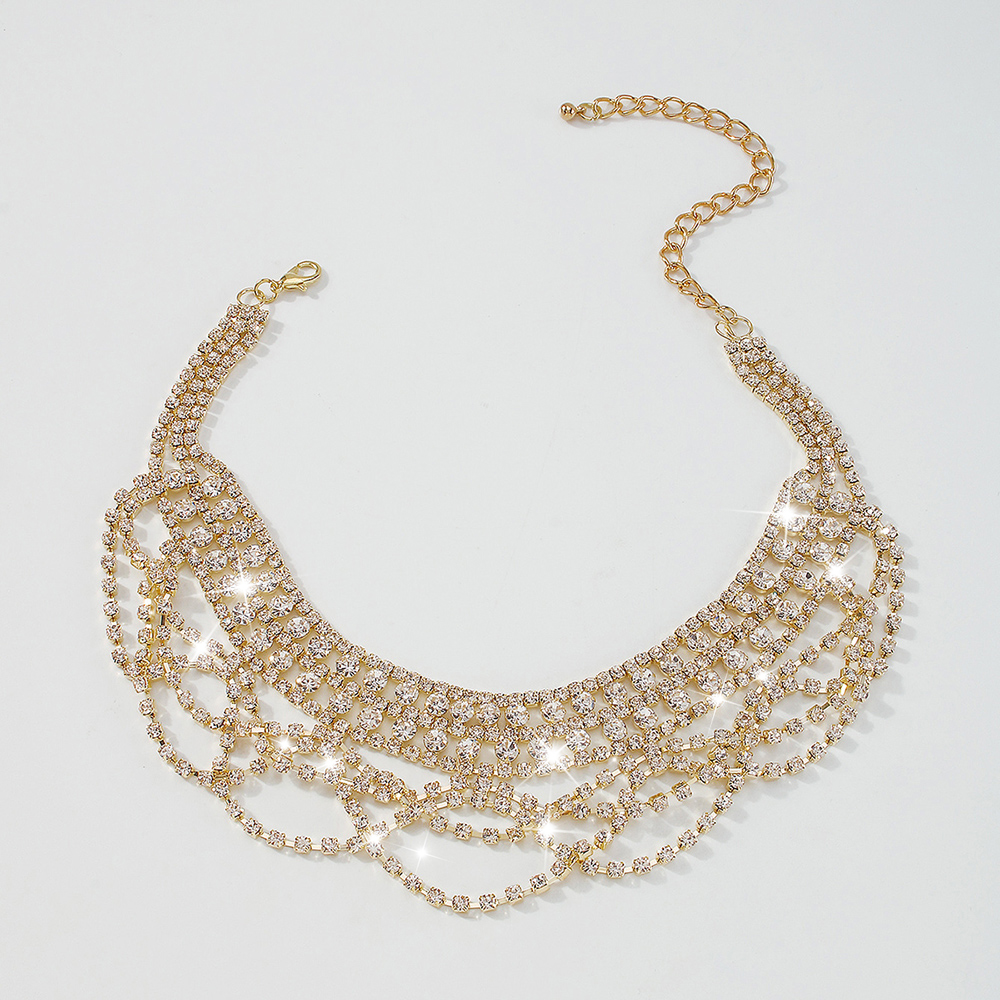 Collar De Lujo Ligero Con Temperamento De Diamantes De Imitación Completo Para Mujer display picture 2