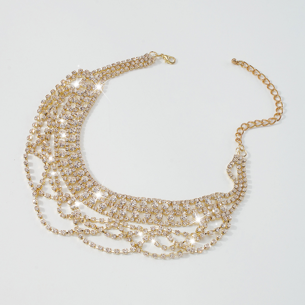 Collar De Lujo Ligero Con Temperamento De Diamantes De Imitación Completo Para Mujer display picture 5