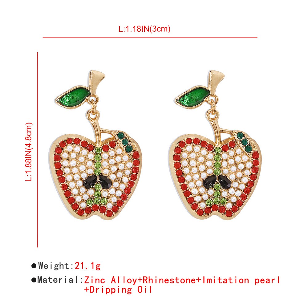 Imitation Pearl Drop Oil Cute Fruit Earrings display picture 1