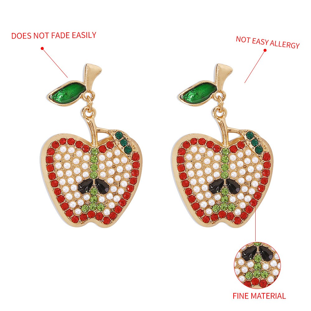 Imitation Pearl Drop Oil Cute Fruit Earrings display picture 2