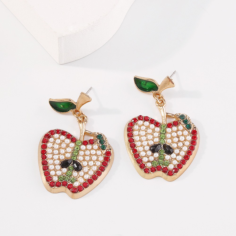 Imitation Pearl Drop Oil Cute Fruit Earrings display picture 3