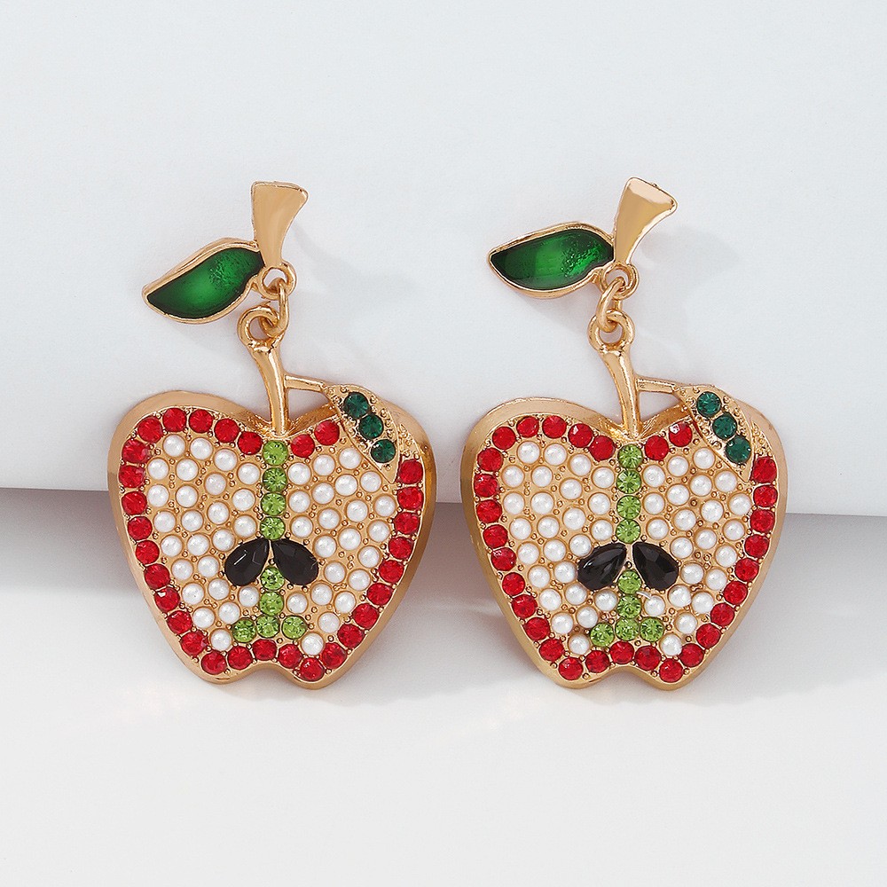 Imitation Pearl Drop Oil Cute Fruit Earrings display picture 4