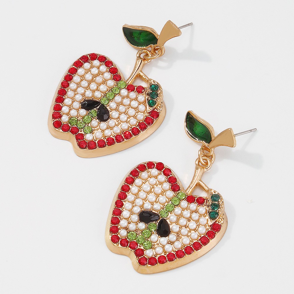 Imitation Pearl Drop Oil Cute Fruit Earrings display picture 5