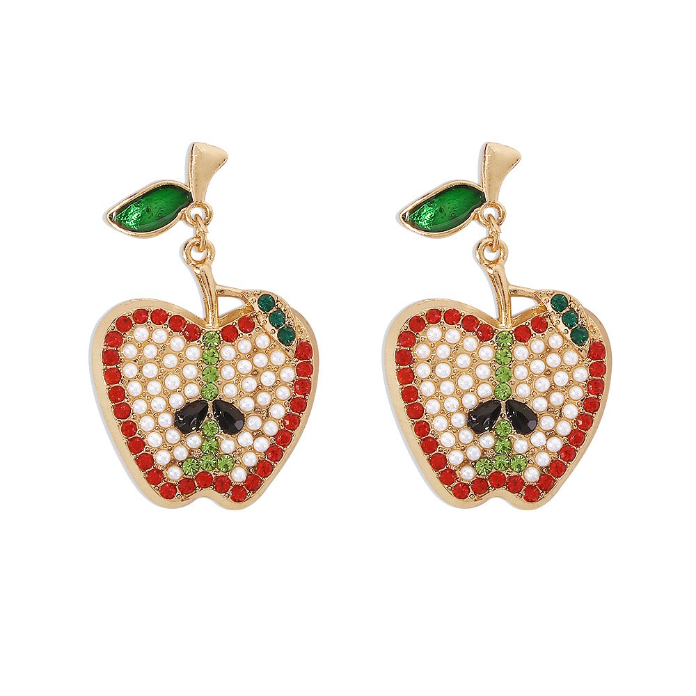 Imitation Pearl Drop Oil Cute Fruit Earrings display picture 6
