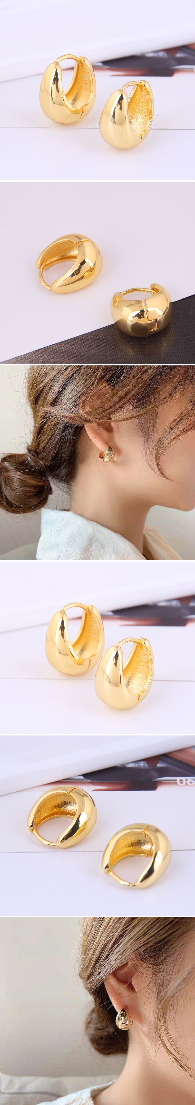 Korean Fashion And Sweet Ol Simple Golden Water Drop Earrings display picture 1