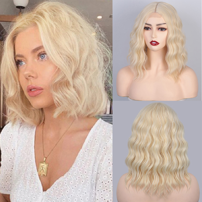 Short Natural Wave Wigs Synthetic Wigs Blond Wigs display picture 1