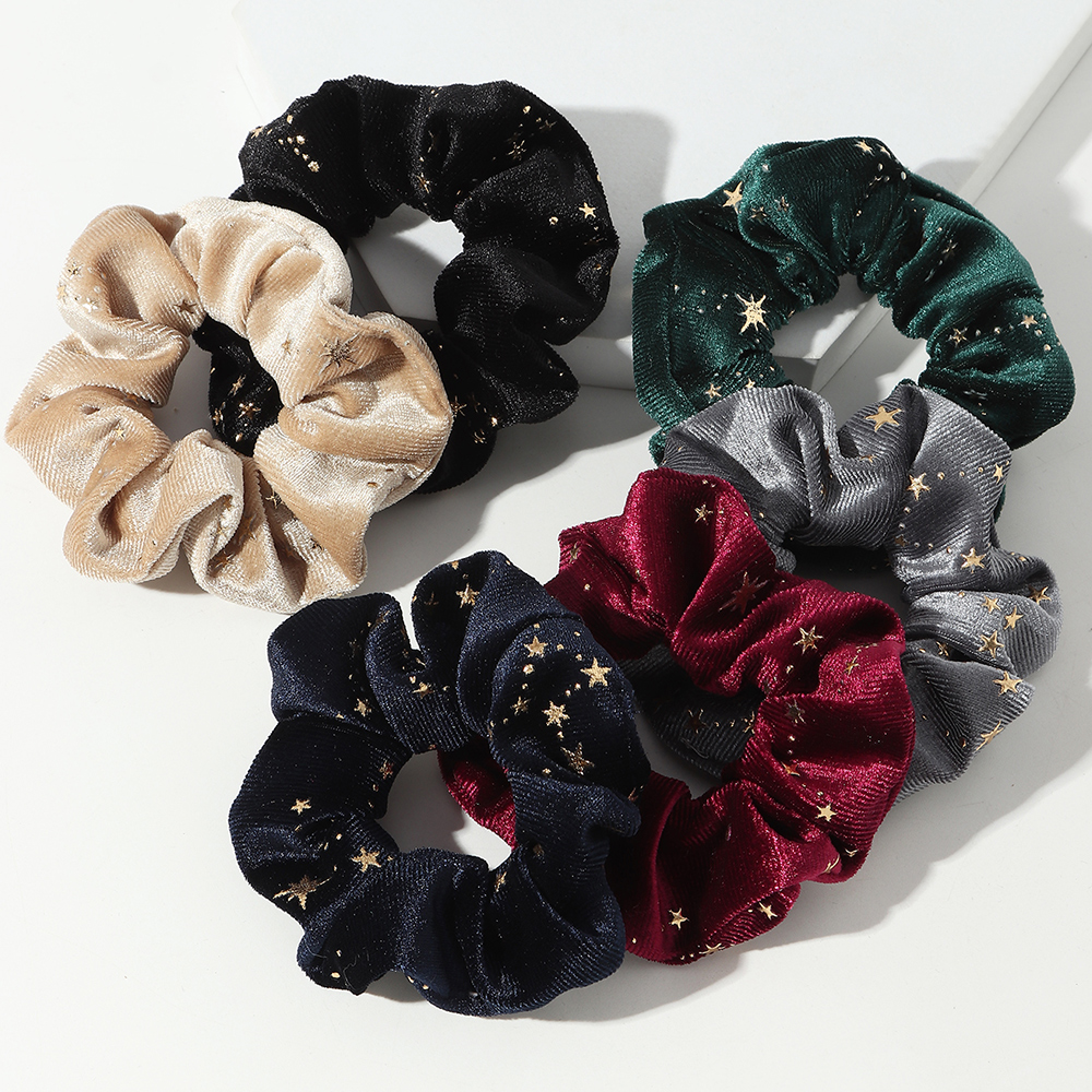 Pure Color Star Print Hair Scrunchies Set display picture 2