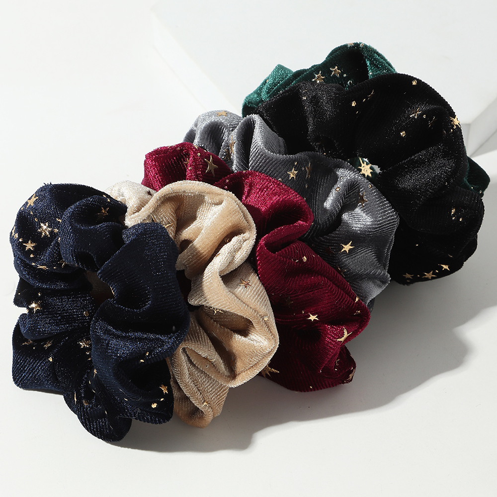 Pure Color Star Print Hair Scrunchies Set display picture 3