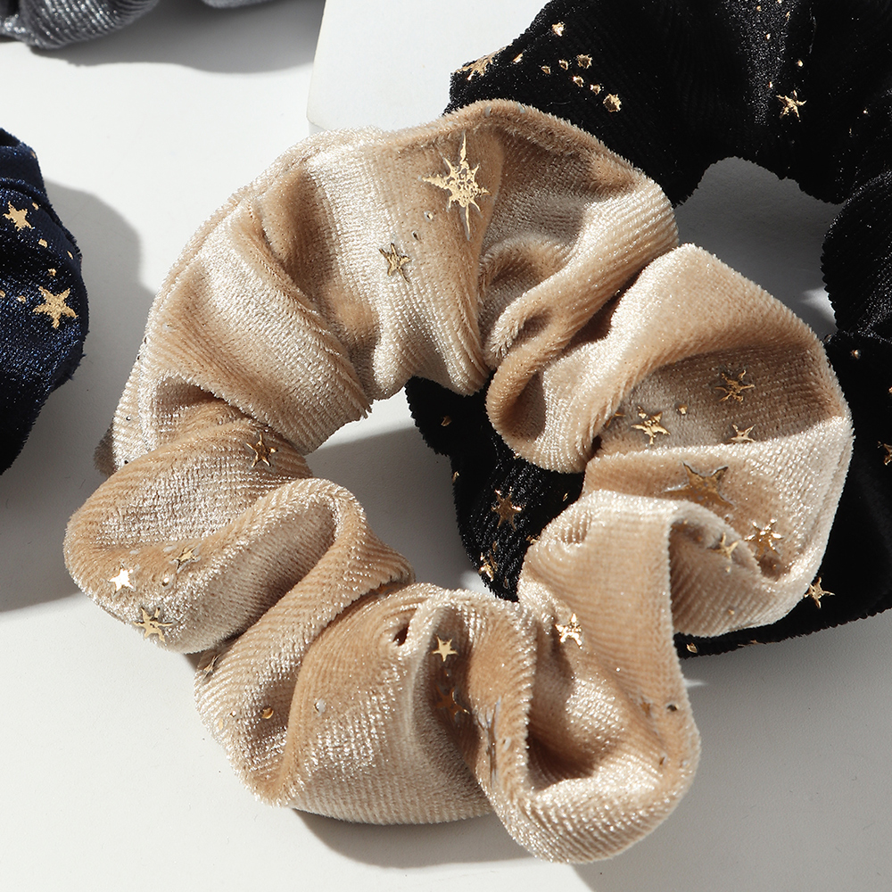 Pure Color Star Print Hair Scrunchies Set display picture 5