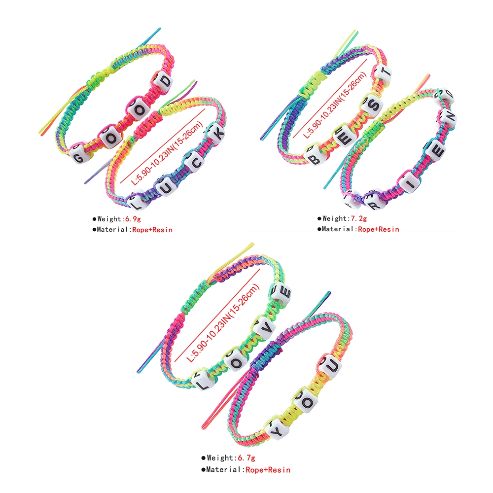 Braided Color Letter Adjustable Bracelet display picture 1