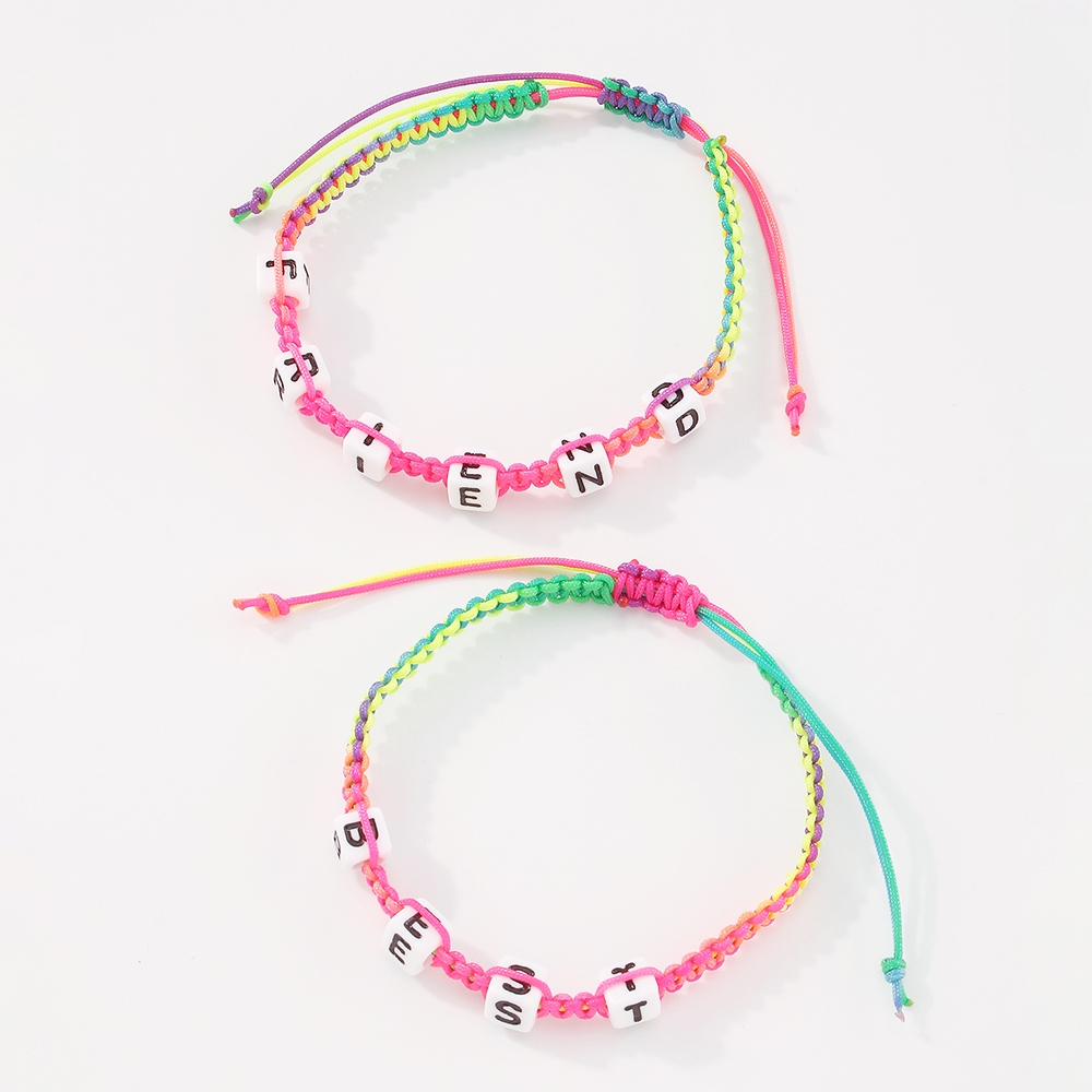 Braided Color Letter Adjustable Bracelet display picture 3