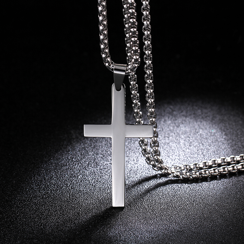 Men's Fashion Titanium Steel Cross Pendent Necklace display picture 2