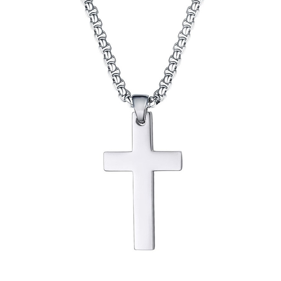 Collier Pendentif Croix En Acier Titane Pour Hommes display picture 3