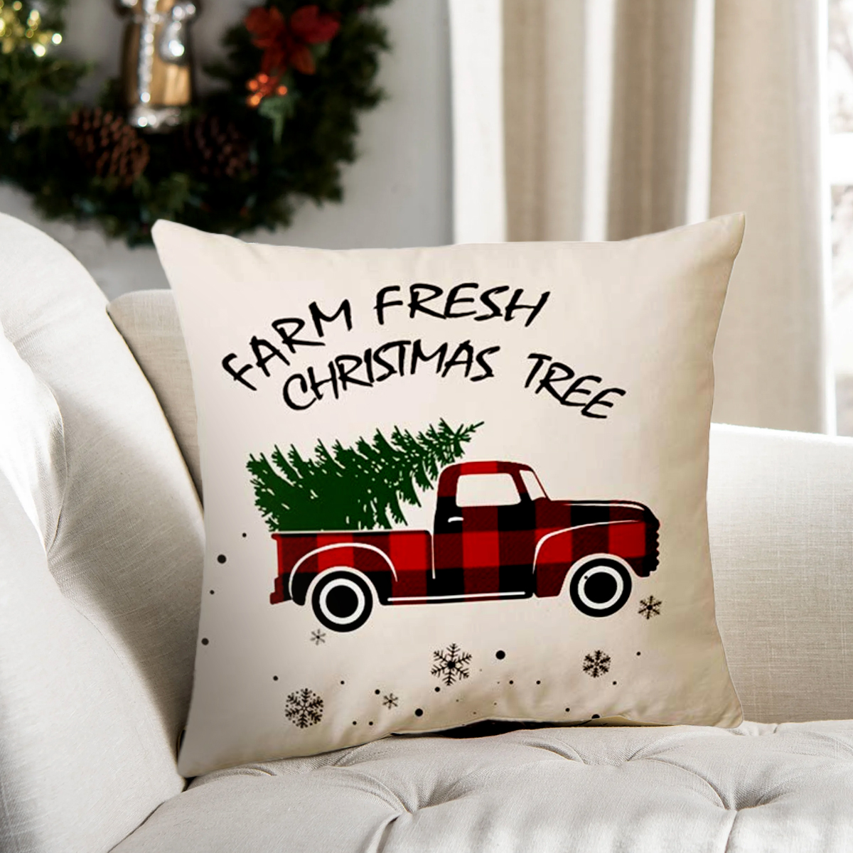 Classic Christmas Car Tree Printed Pillowcase display picture 1