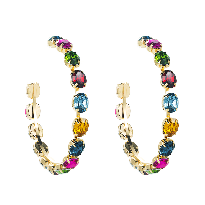 Fashion Color Diamond Series Alloy Glass Diamond Earrings Trend Party Earrings display picture 8