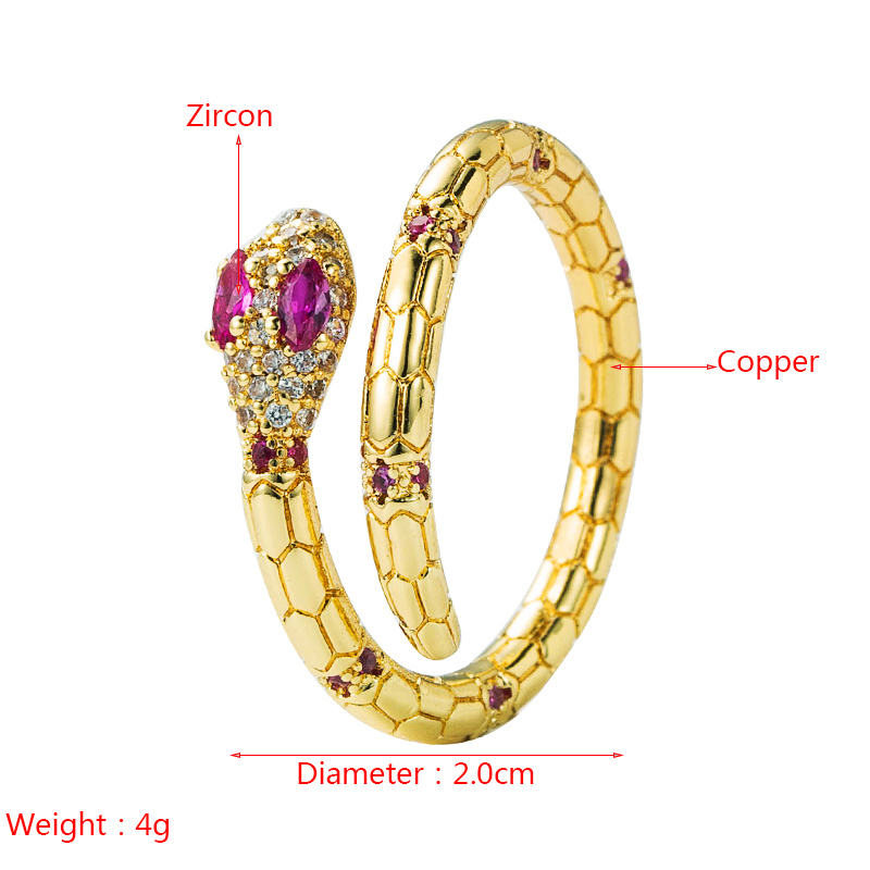 European And American Trend New Personality Copper Gold-plated Micro-inlaid Zircon Winding Ring display picture 1