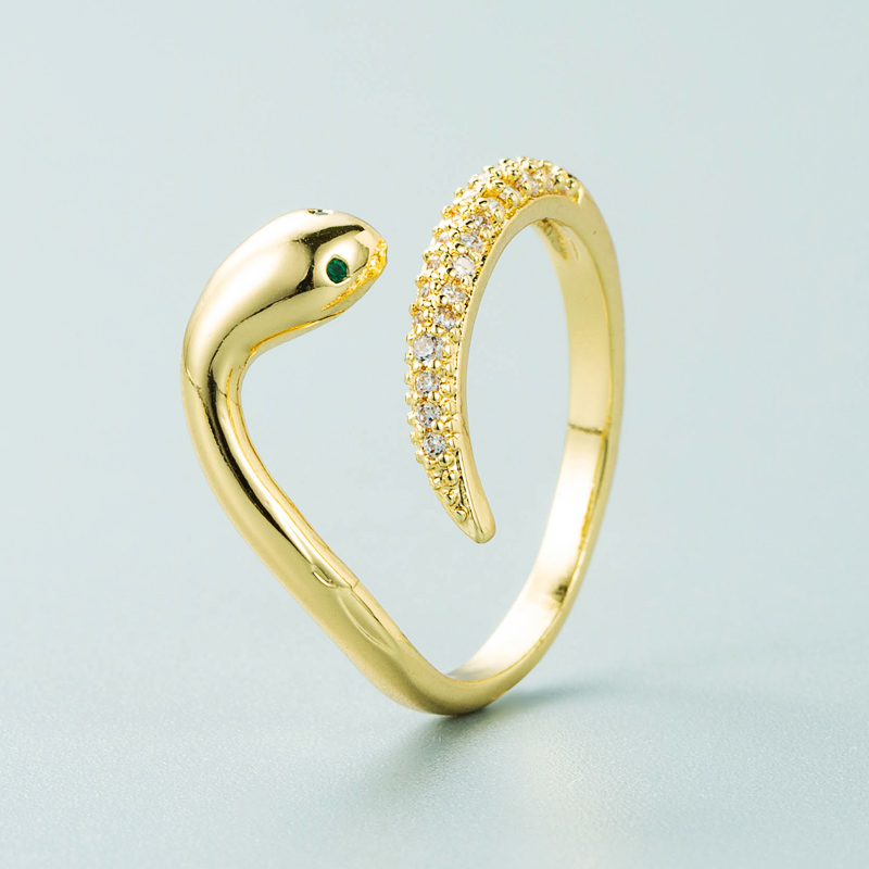 Fashion Trend Geometric Snake-shaped Copper Micro-inlaid Zircon Opening Adjustable Ring display picture 4