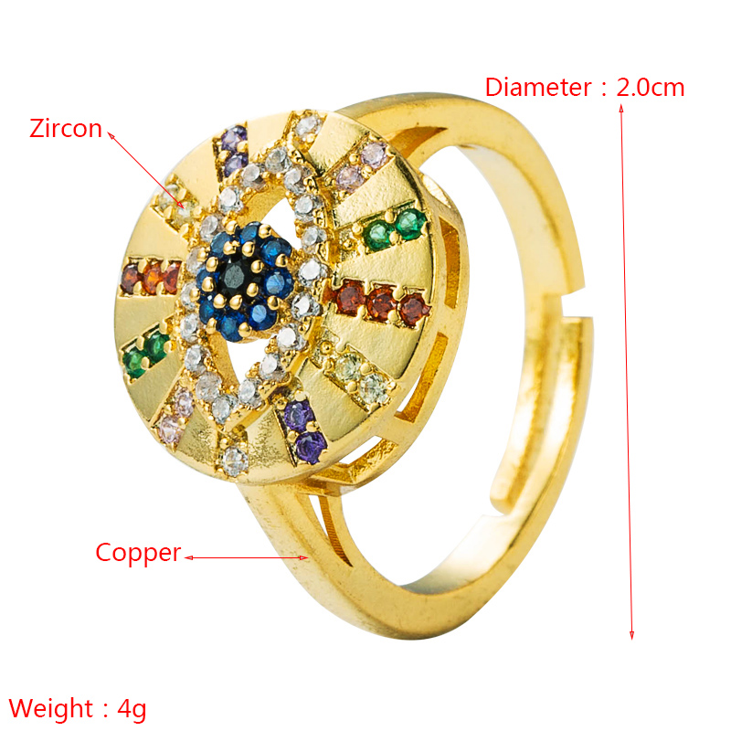 Ins Trend Devil's Eye Copper Micro-inlaid Zircon Ring Street Shooting Wild Open Ring display picture 1