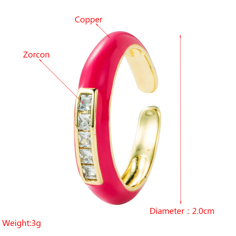 Fashion Trends Single Product Copper Micro-inlaid Zircon Color Ring Simple Wild Open Ring display picture 1